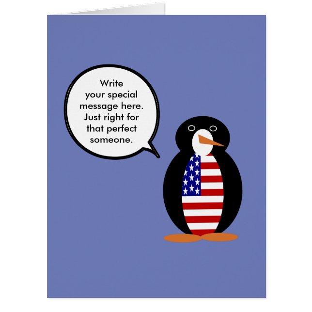 Cartão EUA Falando Srta. Penguin Personalizada (Frente)