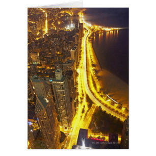 Cartão EUA, Illinois, vista aérea de Chicago no