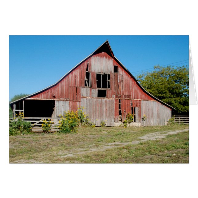 Cartão EUA, Kansas, Red Barn Antigo (Frente Horizontal)