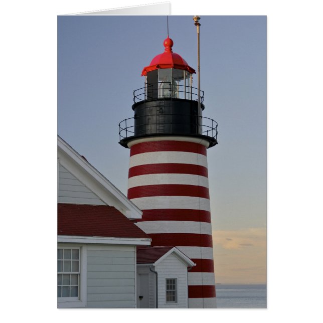 Cartão EUA, Maine, Lubec. Farol de Cabeça Oeste, (Frente)