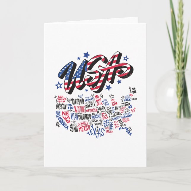 Cartão EUA Mapa Estados Unidos Estados Unidos Estados Uni (Frente)