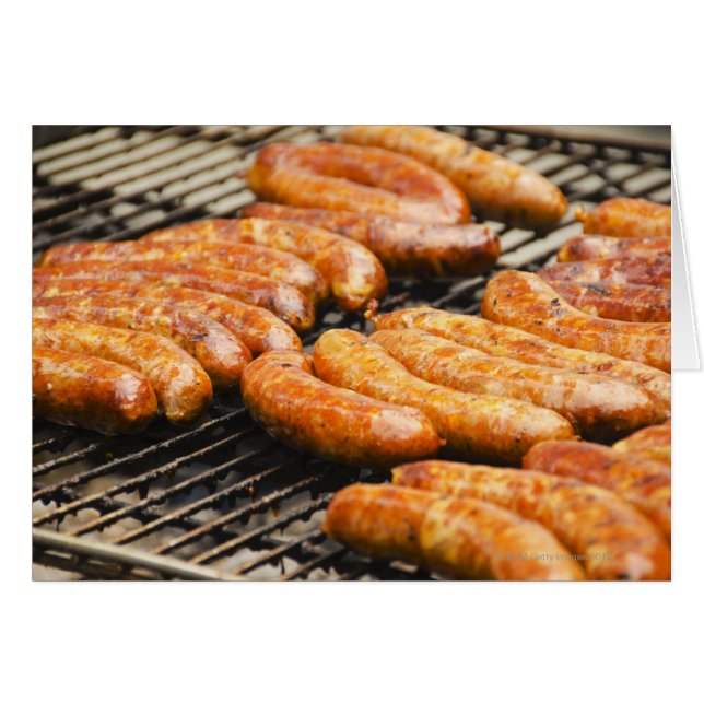 Cartão EUA, Nova York, Nova Iorque, linguiças em (Frente Horizontal)