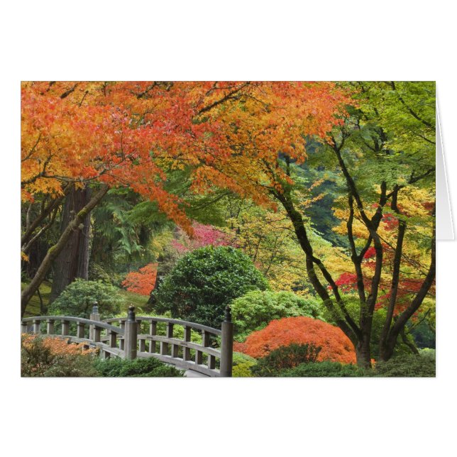 Cartão EUA, Oregon, Portland. Ponte e mapa de madeira (Frente Horizontal)