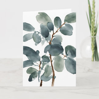 Cartão Eucalipto - Flores em aquarela