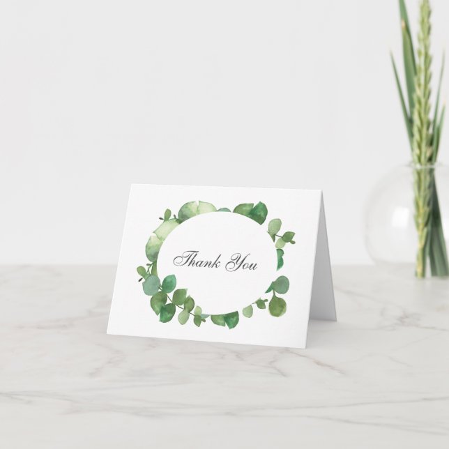 Cartão Eucalyptus Boho Verdura Obrigado (Frente)