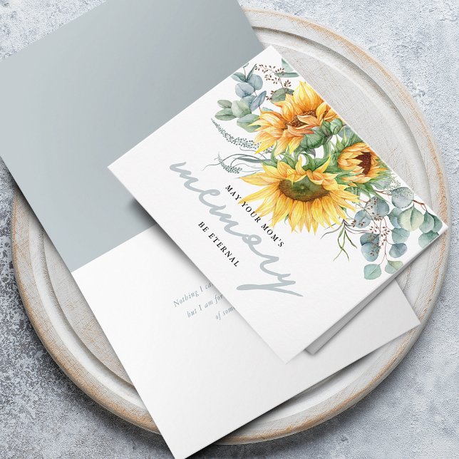 Cartão Eucalyptus Sunflower Eternal Memory Simpatia (Eucalyptus Sunflower Eternal Memory Sympathy Card)