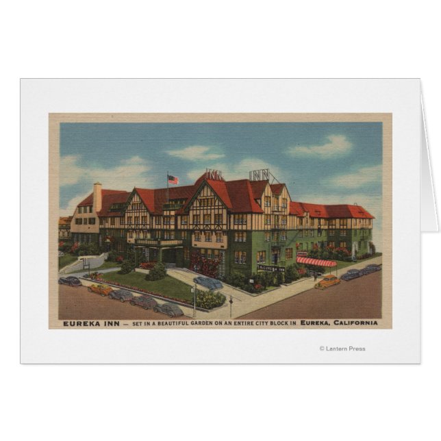 Cartão Eureka Inn Hotel View em Eureka, Califórnia (Frente Horizontal)