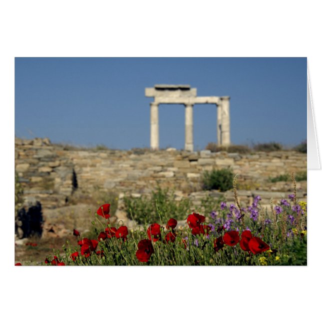 Cartão Europa, Grécia, Cíclades, Delos. Arruínas de colun (Frente Horizontal)