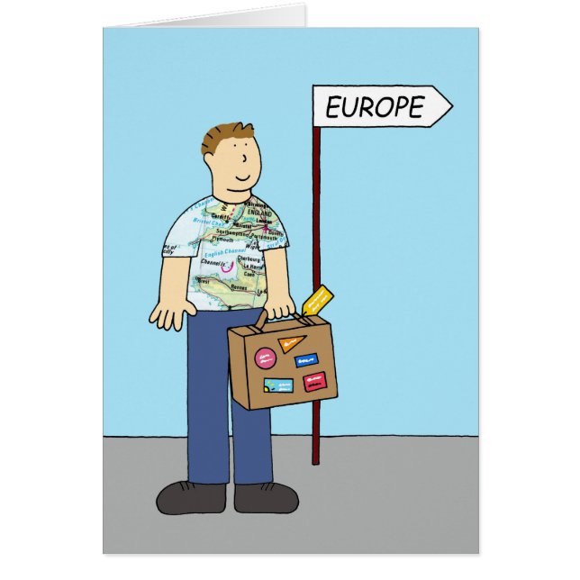 Cartão European Adventure Bon Voyage para ele (Frente)