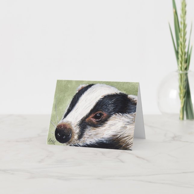 Cartão European Badger Cub Painting Note Card (Frente)
