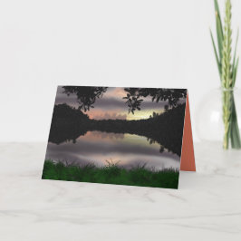 Cartão Evening Lake Sunset Looking Through The Trees