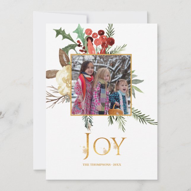 Cartão Evergreen - Foto de Natal do Wintertide Woodland (Frente)