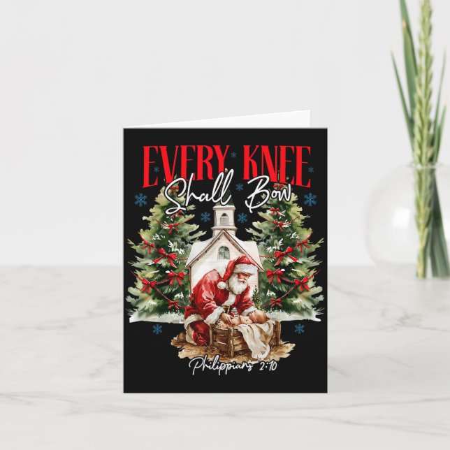 Cartão Every Knee Shall Bow Christian Jesus Merry Christm (Frente)
