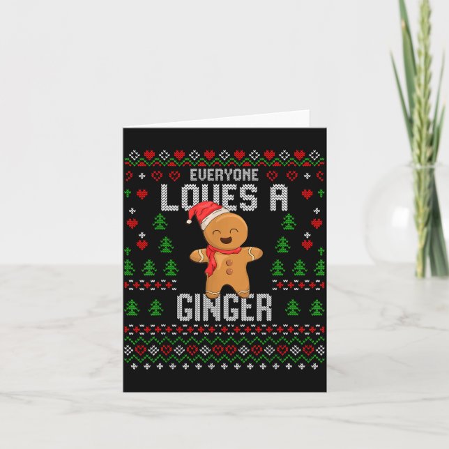 Cartão Everyone Loves A Ginger Red Hair Ugly Christmas Gi (Frente)