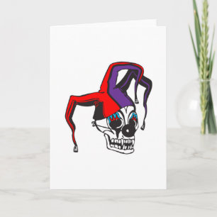 Cartão evil jester clown skull