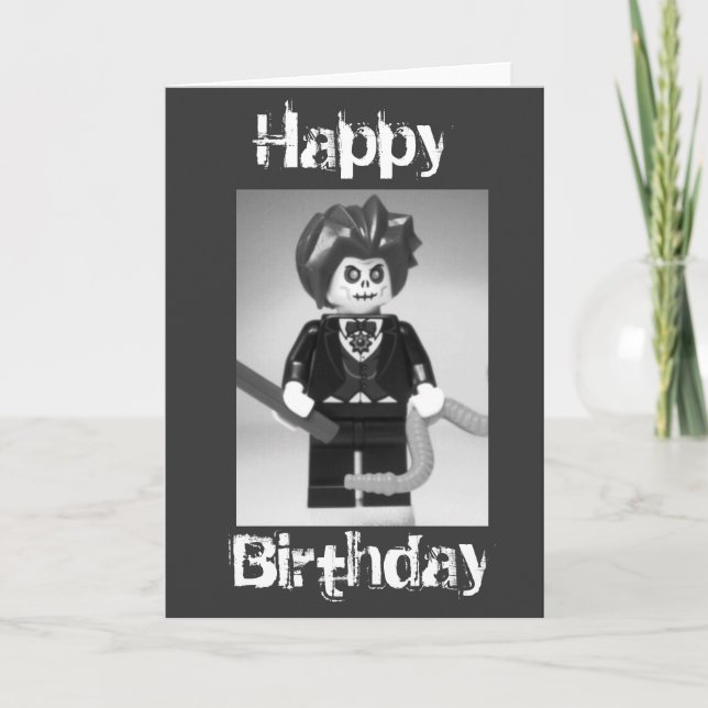 Cartão Evil Magician Custom Minifig Happy Birthday Card (Frente)