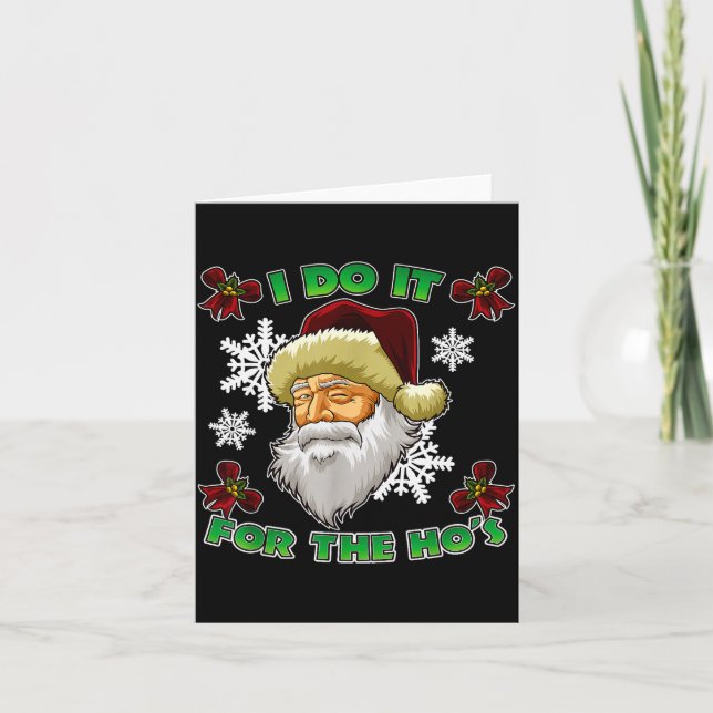 Cartão Evil Santa I Do It For The Ho's Funny Ugly Christm (Frente)