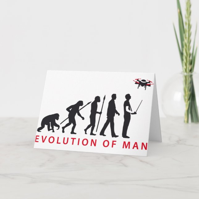 Cartão evolution of man controlling drone (Frente)