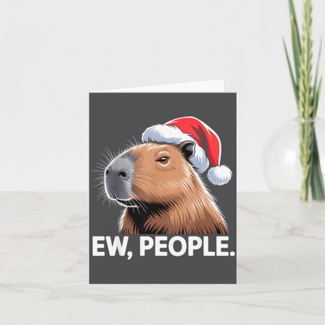 Cartão Ew People Capybara Christmas Humor  (Frente)