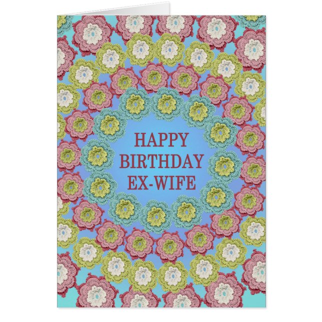 Cartão Ex-Esposa Aniversário Flores de Crochet (Frente)