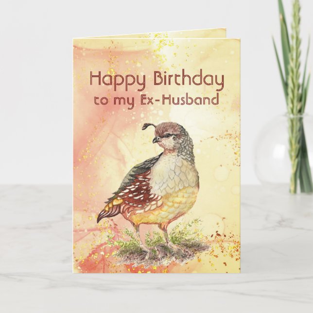 Cartão Ex-Marido Birthday California Quail Bird (Frente)