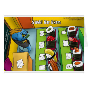 Cartão Exame De Bar Sushi, Camisetas Engraçadas, Presente