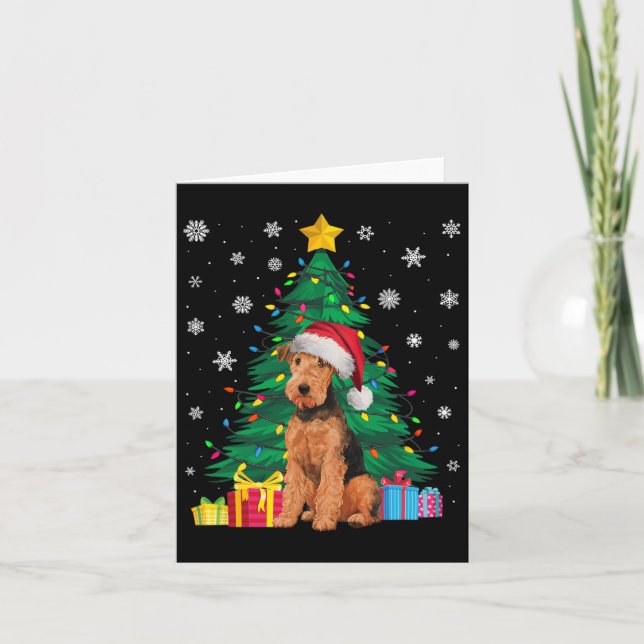 Cartão Exaustor Feio Das Árvores Xmas Airedale Terrier Cã (Frente)