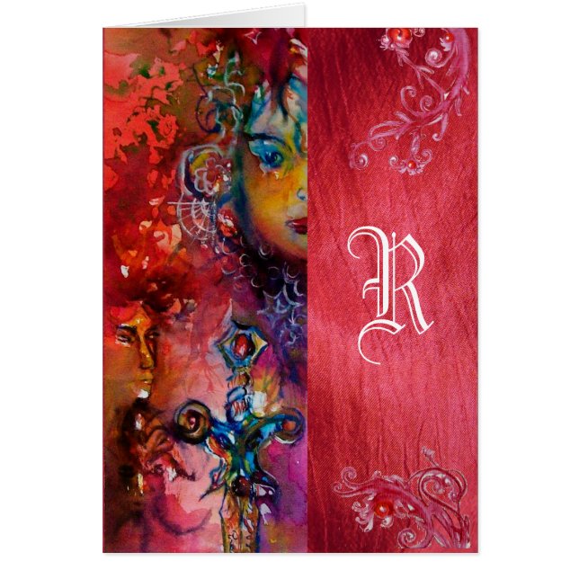 Cartão EXCALIBUR RAINHA DO MAGIC SWORD Fantasy Monograma (Frente)