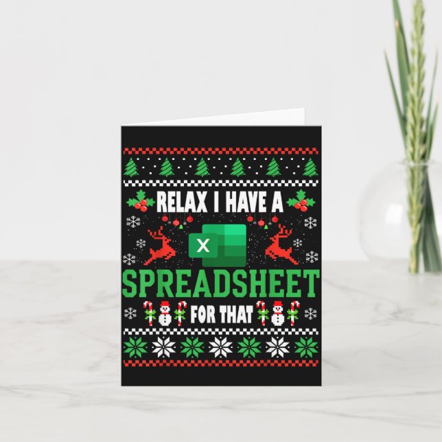 Cartão Excel Ugly Christmas Sweater I Have A Spreadsheet  (Frente)
