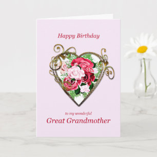 Cartão Excelente Avó Aniversário Antiguamente Rosas Pin