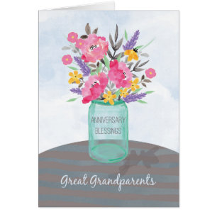 Cartão Excelente Avós Aniversário Beneficia Jar Vase