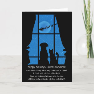 Cartão Excelente Feriado, Avô, Cachorro de Natal e Gato