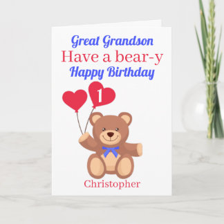 Cartão Excelente Grandson 1rua Bear-y Aniversário
