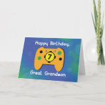 Cartão Excelente Grandson, 7 anos, controlador de jogos d<br><div class="desc">Quando jogar video games é seu passatempo favorito,  então você pode dar a ele este cartão para cumprimentá-lo um feliz 7 de aniversário quando aquele dia especial chegar. Ele é uma cara excelente e merece um excelente de aniversário. Dê-lhe um usando este cartão.</div>