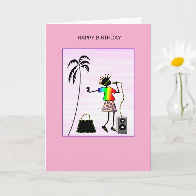 Cartão Excelente Lady DJ Music Star Aniversário (Planta pequena)