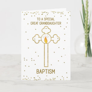 Cartão Excelente neta Baptism Dourado Cruz