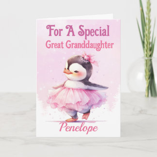 Cartão Excelente neta Birthday Penguin Ballerina