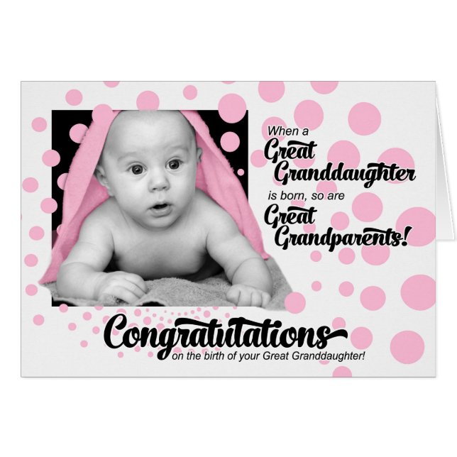 Cartão Excelente neta Bolinhas rosa avós (Frente Horizontal)