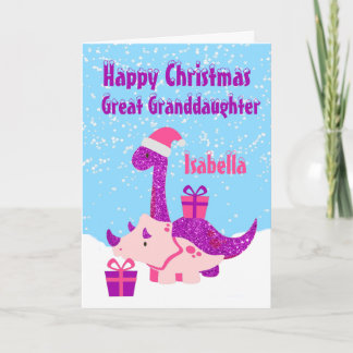 Cartão Excelente Neta Dinossauro Roxo Personalizado C