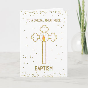 Cartão Excelente Niece Baptism Dourado Cross