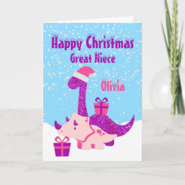 Cartão Excelente Niece Feliz Dinossauro de Natal Roxo