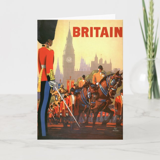 Cartão Excelente Real Britânica da Guarda de Vintage King (Frente)