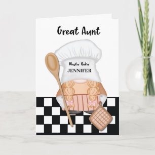 Cartão Excelente Tia Birthday Whimsical Gnome Baker Bakin
