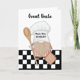 Cartão Excelente Tio Birthday Whimsical Gnome Baker Bakin