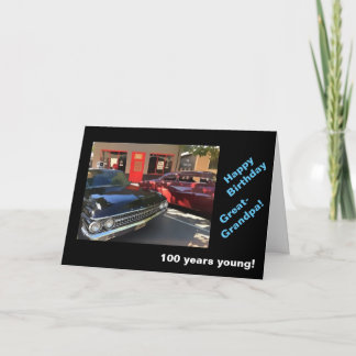Cartão Excelente-vovô 100º carros vintage ao dia