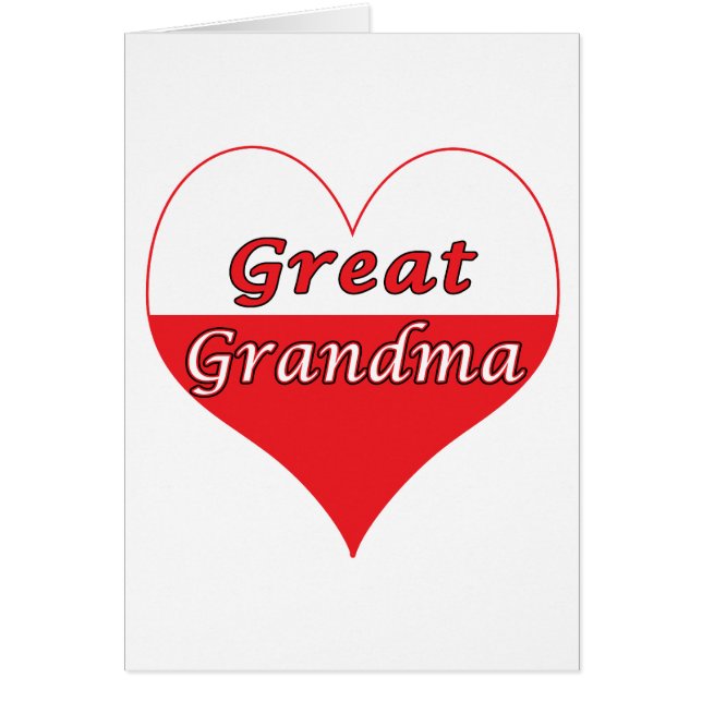 Cartão Excelente Vovó Coração Polonês (Frente)