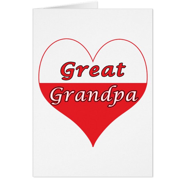 Cartão Excelente Vovô Coração Polonês (Frente)