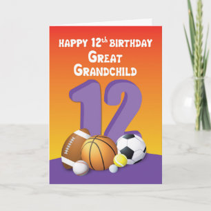 Cartão Excelente Vovô, Garota 12 de Aniversário de Esport