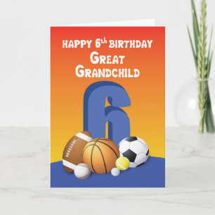 Cartão Excelente Vovô, Garoto 6 Balls de Aniversário