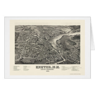 Cartão Exeter, mapa panorâmico do NH - 1884